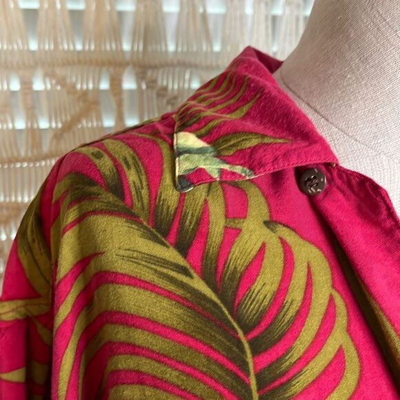 Vintage High Surf rayon Hawaiian shirt medium fuchsia yellow floral - Picture 4 of 16